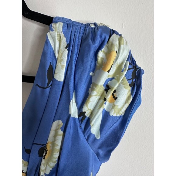 Luzi Chin Maggy Boutique Blue Floral Cottagecore Sundress V Neck Fit Flare Petit - Picture 5 of 8